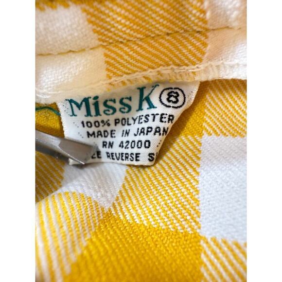 VTG 1970s Miss K 100% Polyester Yellow Checkered Wide Leg Pants Womens XS/S - Picture 6 of 6